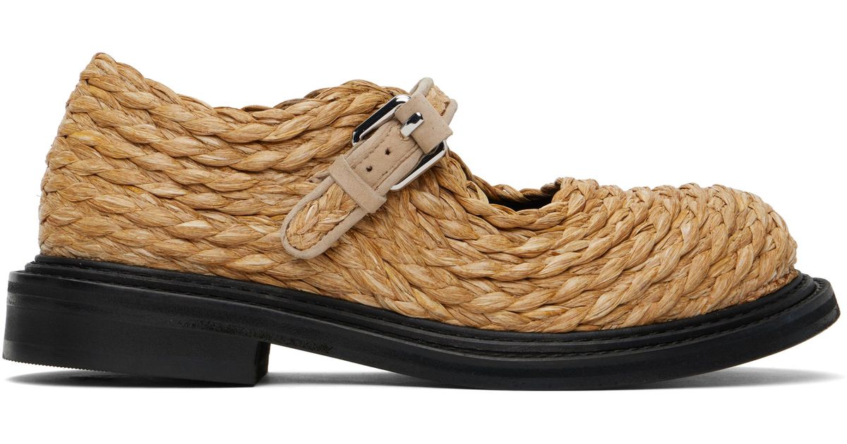 Moschino Olivia Raffia Mary Jane Loafers in Black | Lyst UK
