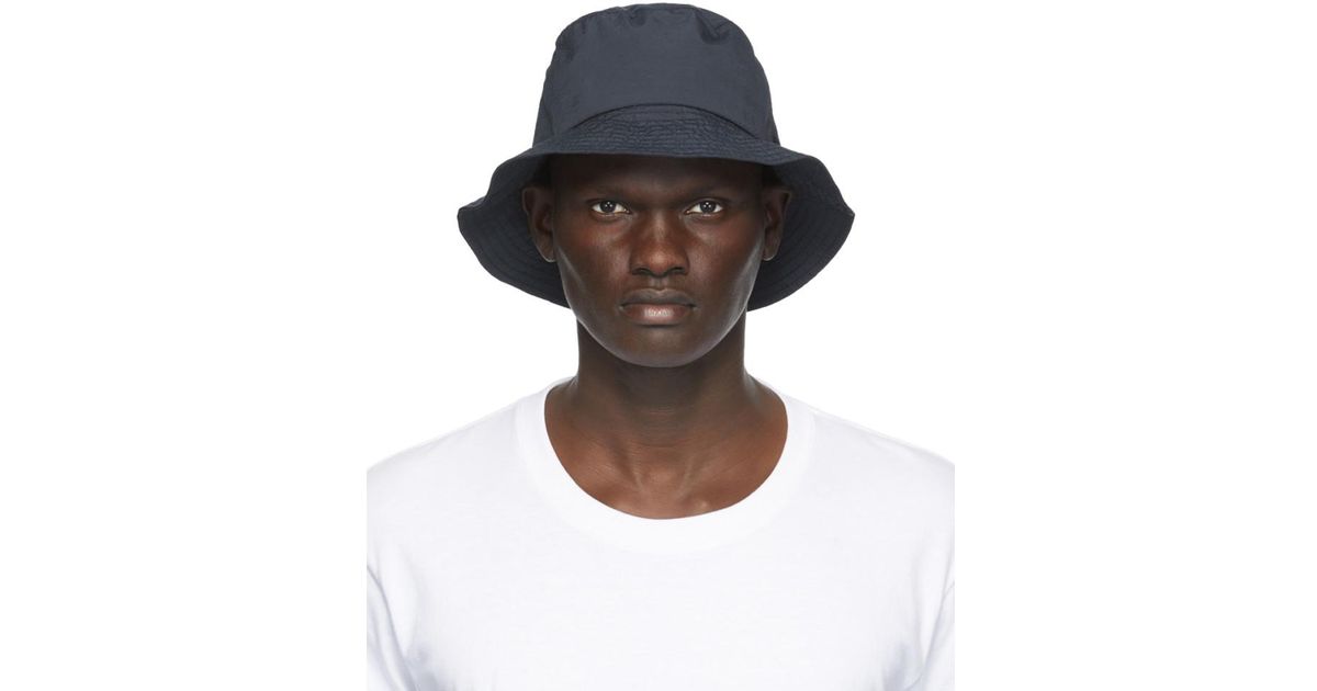 Navy Nylon Bucket Hat in Blue for Men 
