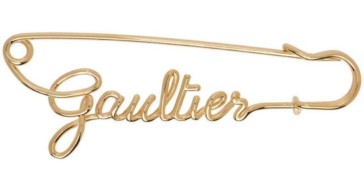 Jean Paul Gaultier Gold 'the Gaultier Safety Pin' Brooch in Black