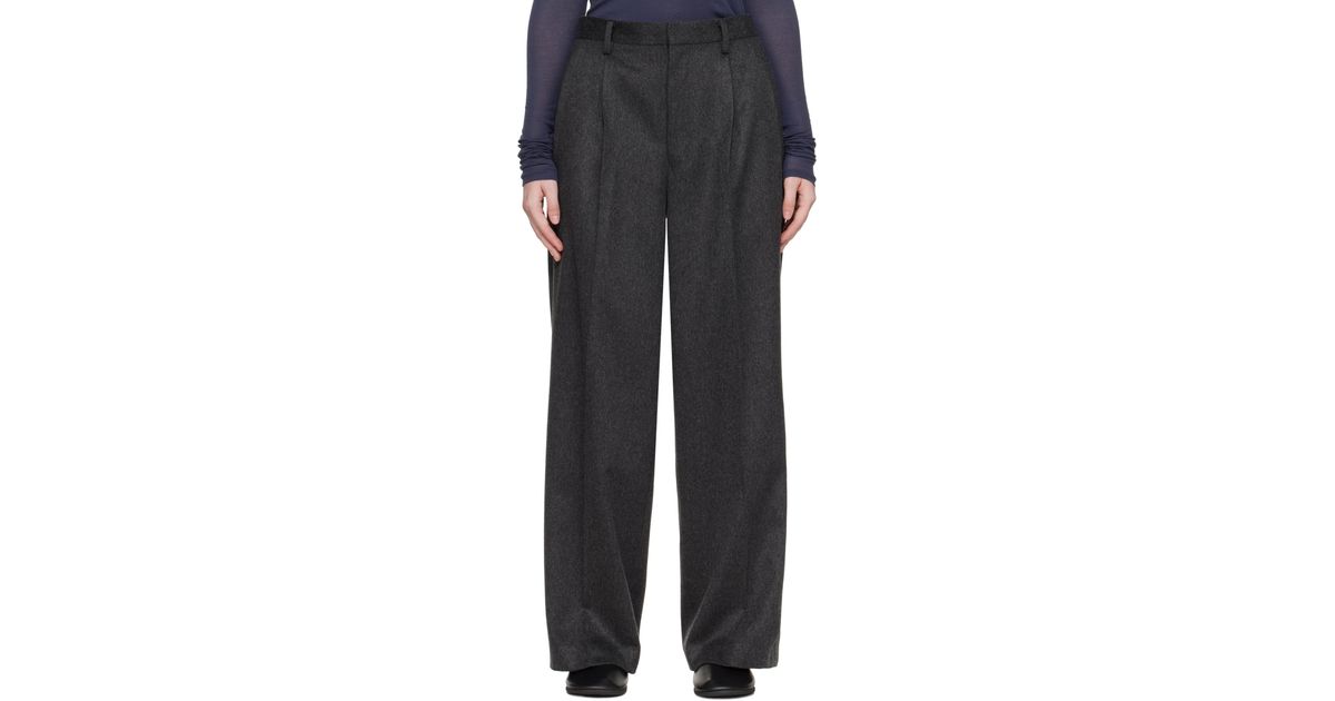 AURALEE Cashmere Moleskin Two-Tuck Trousers in Black | Lyst