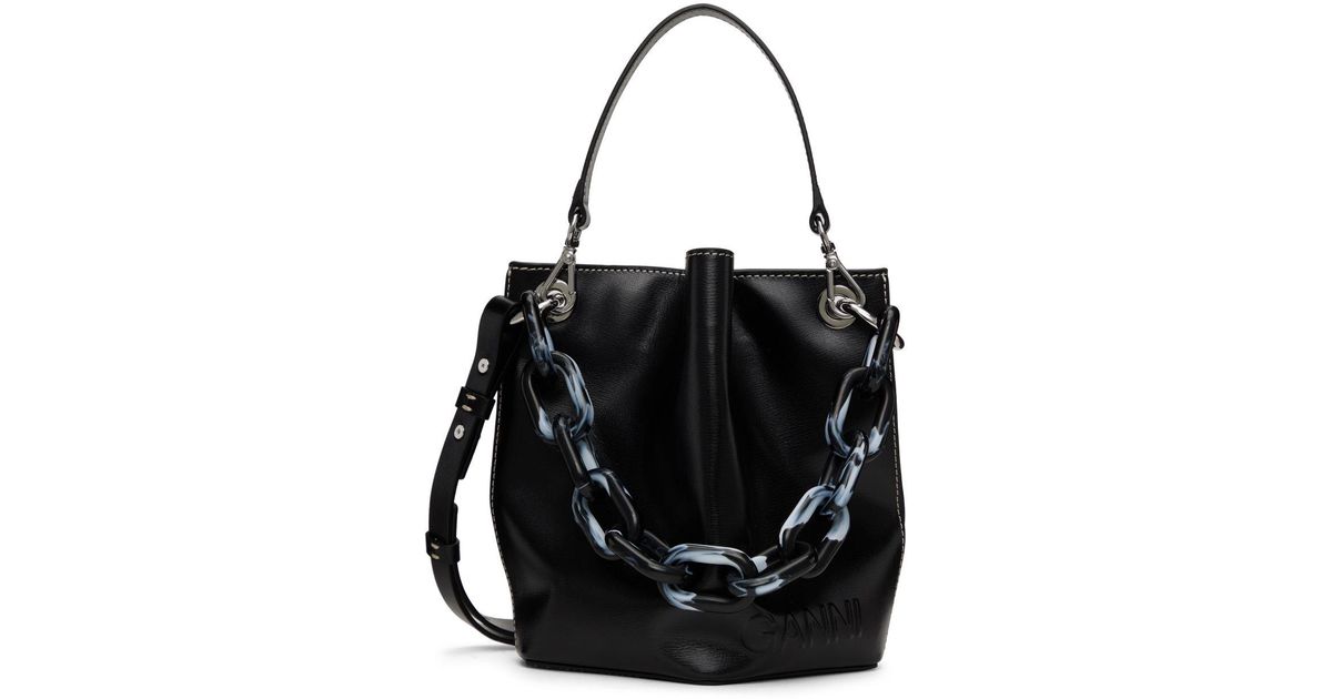 Ganni Black Small Diamond Bucket Bag | Lyst