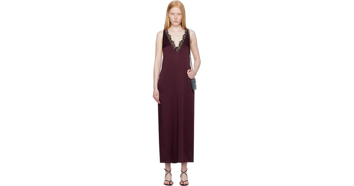stella mccartney burgundy dress Stella McCartney // Burgundy Pleated Wrap Dress – VSP Consignment