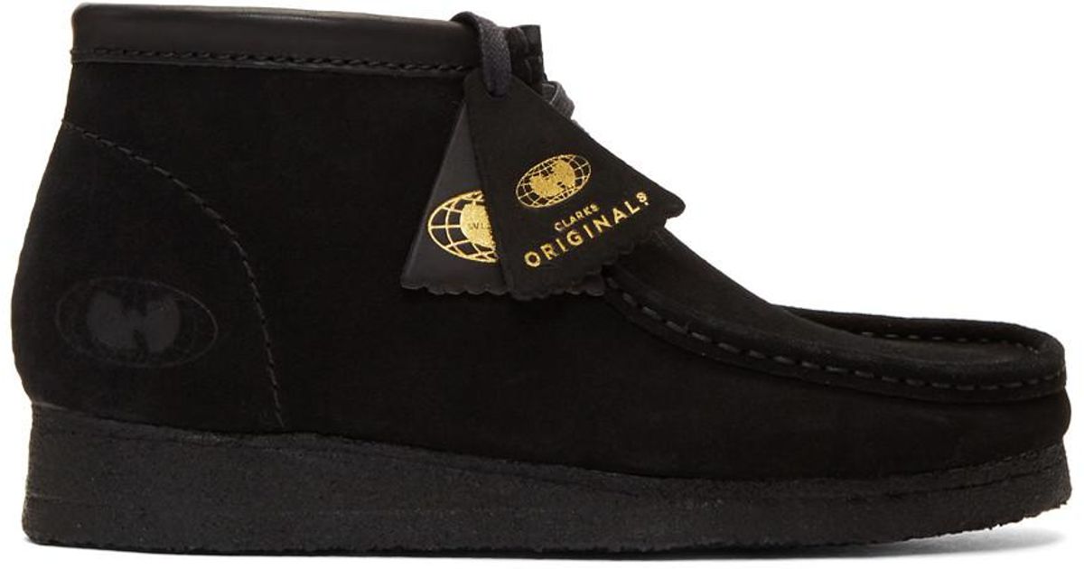 Clarks Black Wu Wear Edition Suede Wallabee Boots for Men