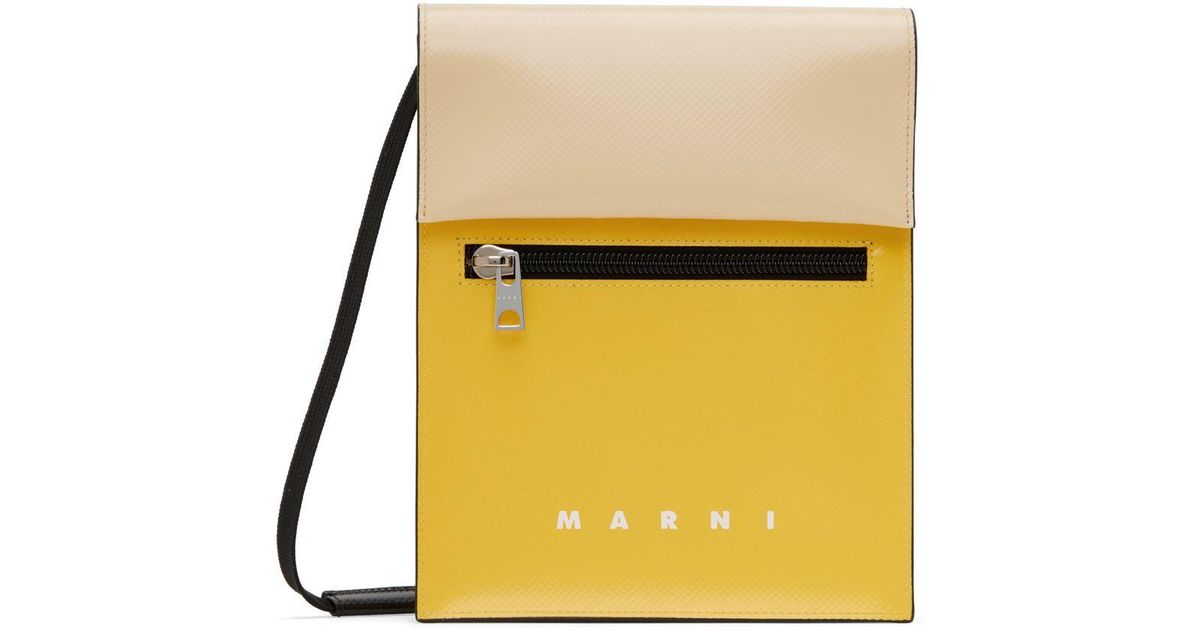 Marni Yellow & Beige Tribeca Messenger Bag for Men | Lyst