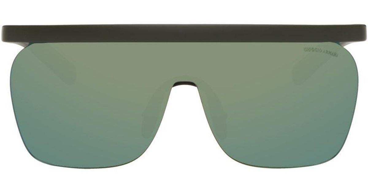 Giorgio Armani Black Shield Sunglasses in Green for Men | Lyst