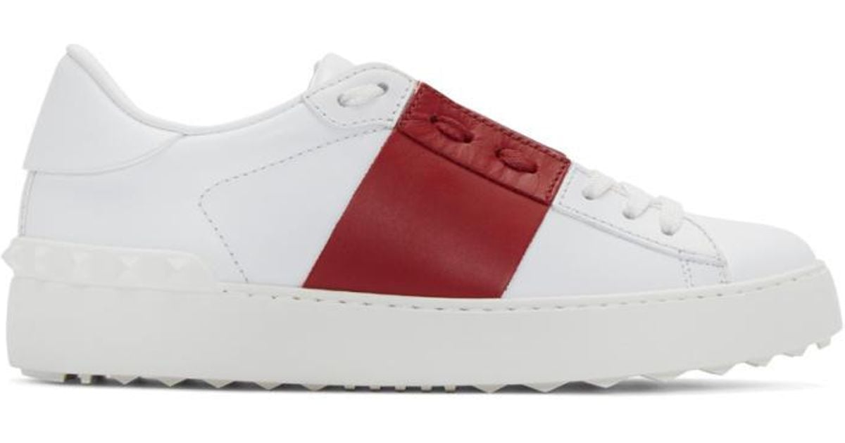 Valentino Leather White \u0026 Red Open 