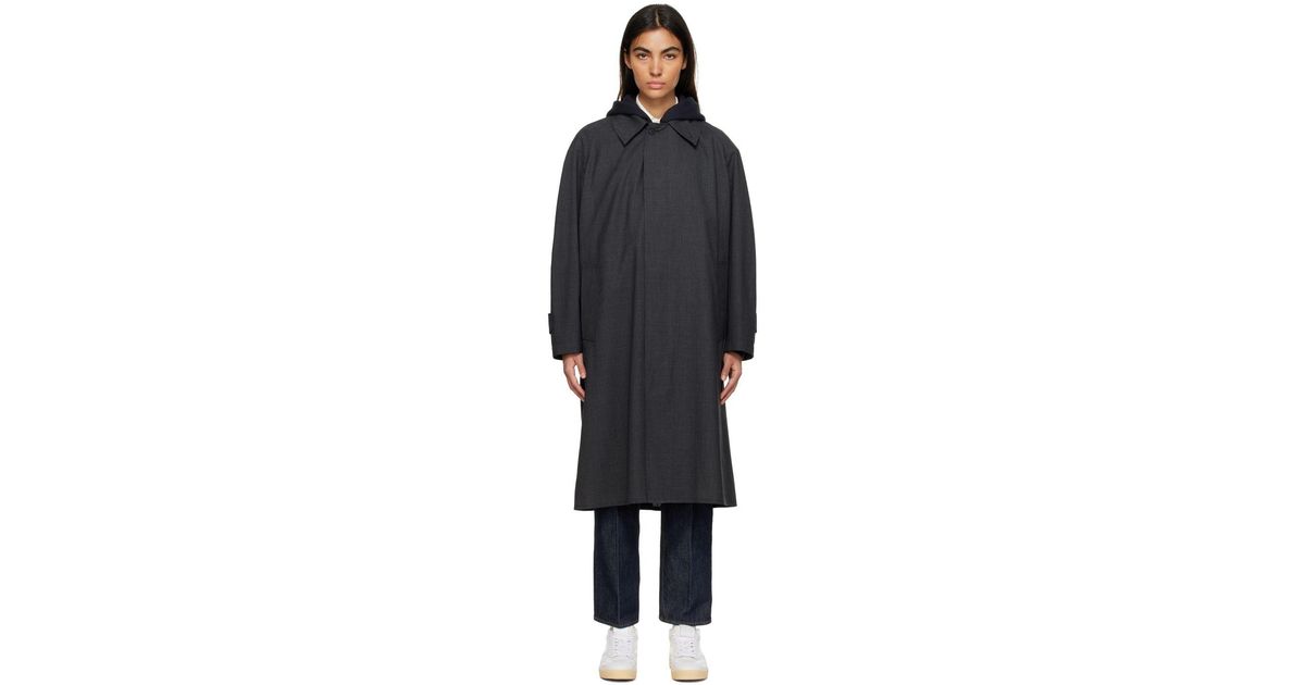 AURALEE Gray Spread Collar Coat in Black Lyst