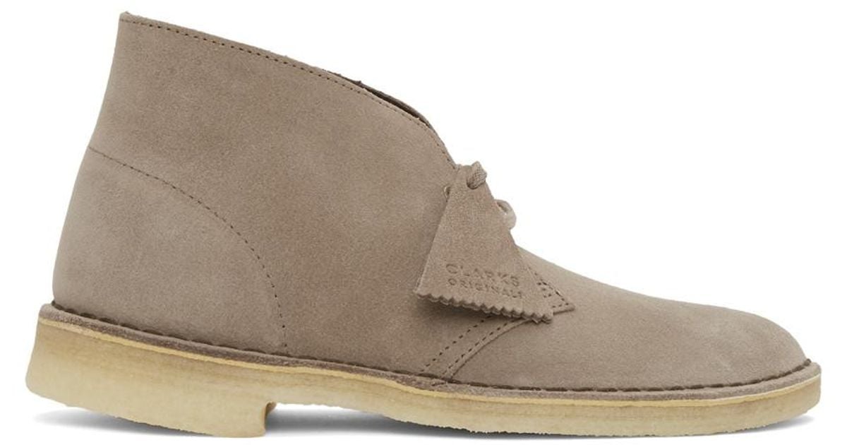 Clarks Taupe Suede Desert Boots for Men - Lyst