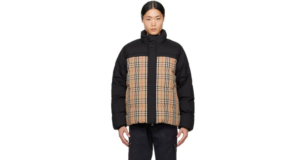 Burberry Rutland Down Jacket in Beige,Black,Plaid