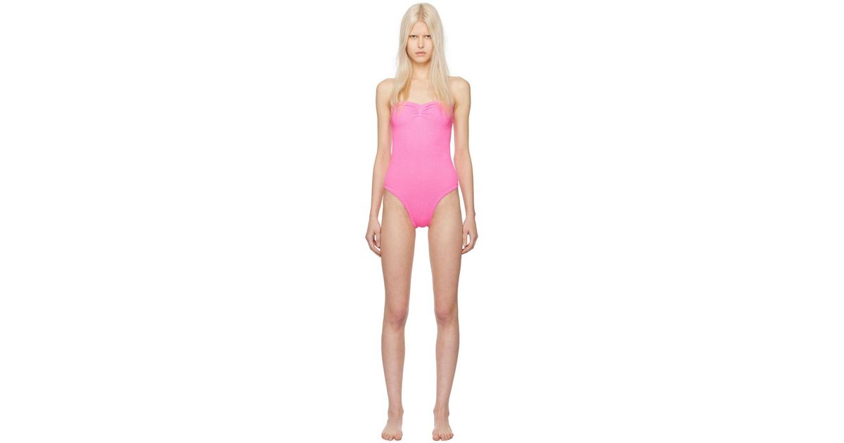 Hunza G Pink Brooke Swimsuit In Red Lyst