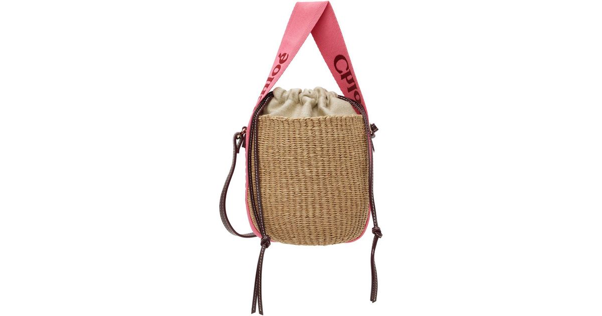 Chloé Beige & Pink Small Woody Basket Bag | Lyst