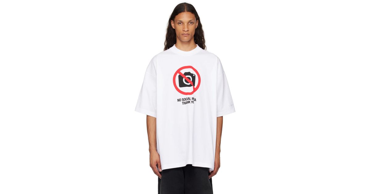 【関税込み】VETEMENTS ホワイト No Social Media Tシャツ Vetements No Social Media T-shirt in White for Men | Lyst