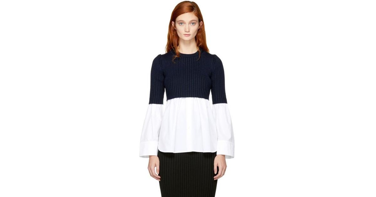 KENZO Wool White \u0026 Navy Layered Shirt 