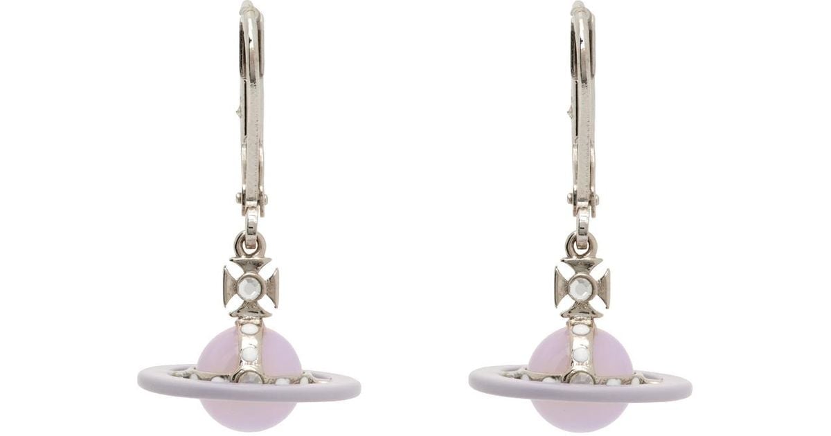 Vivienne Westwood Black Silver & Pink Petite Original Orb Earrings