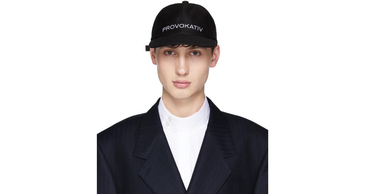 Johnlawrencesullivan Cotton Black Provokativ Cap For Men Lyst