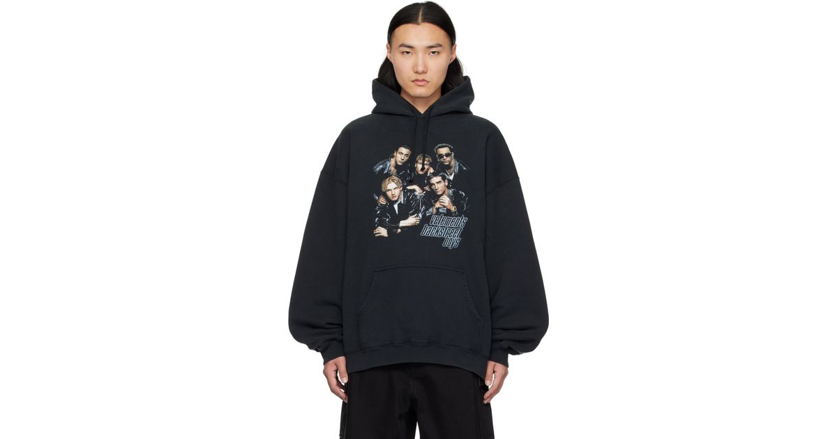 VETEMENTS☆Runway Backstreet Boys オーバーサイズ フーディ メンズ Vetements ブラック Runway Backstreet Boys オーバー