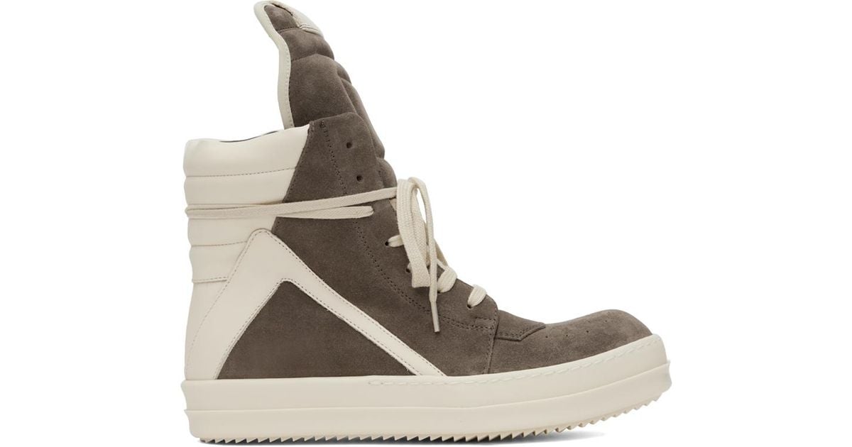 Rick Owens Suede Geobasket Sneakers in Brown for Men | Lyst