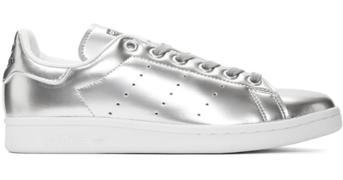 silver stan smith sneakers
