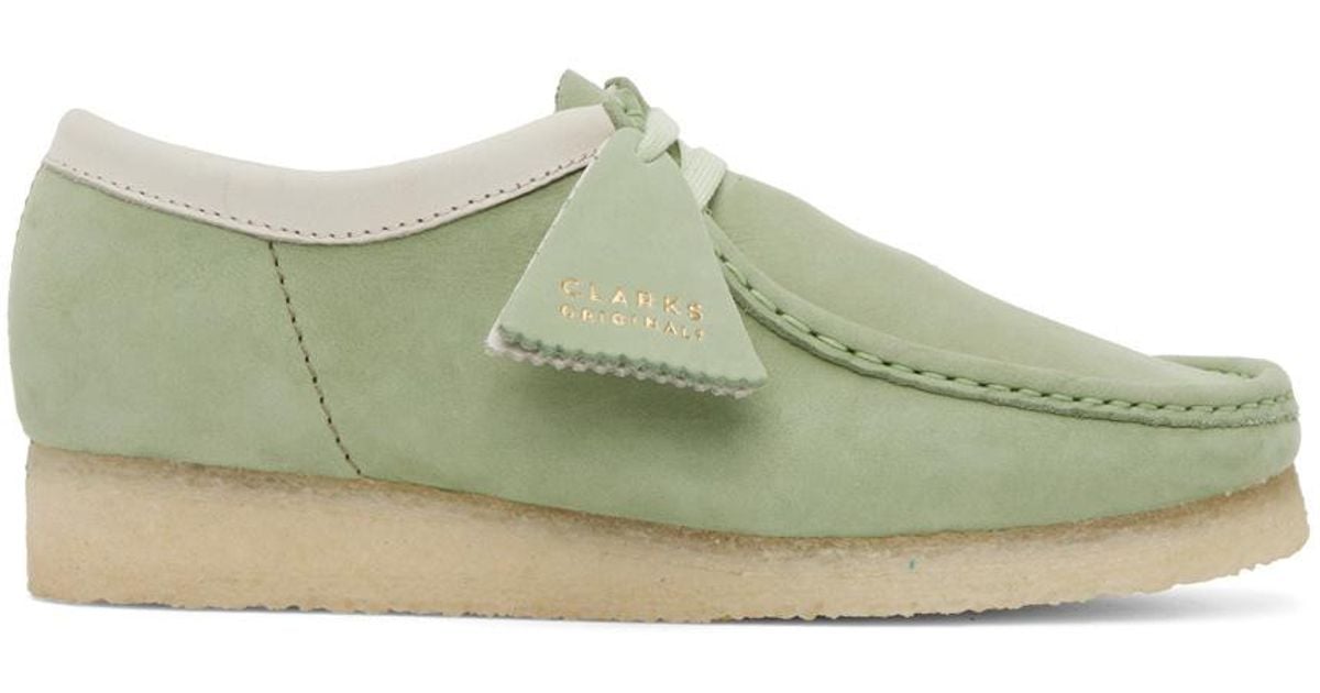 Clarks Suede Green Wallabee Derbys for Men | Lyst