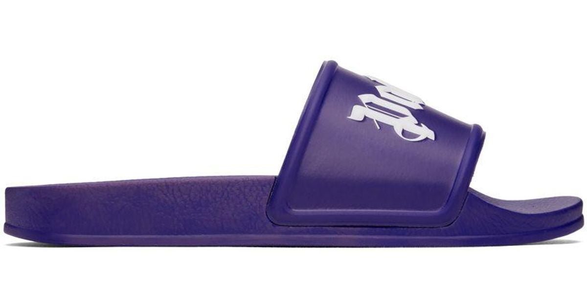Palm Angels Purple Pool Slides in Black Lyst