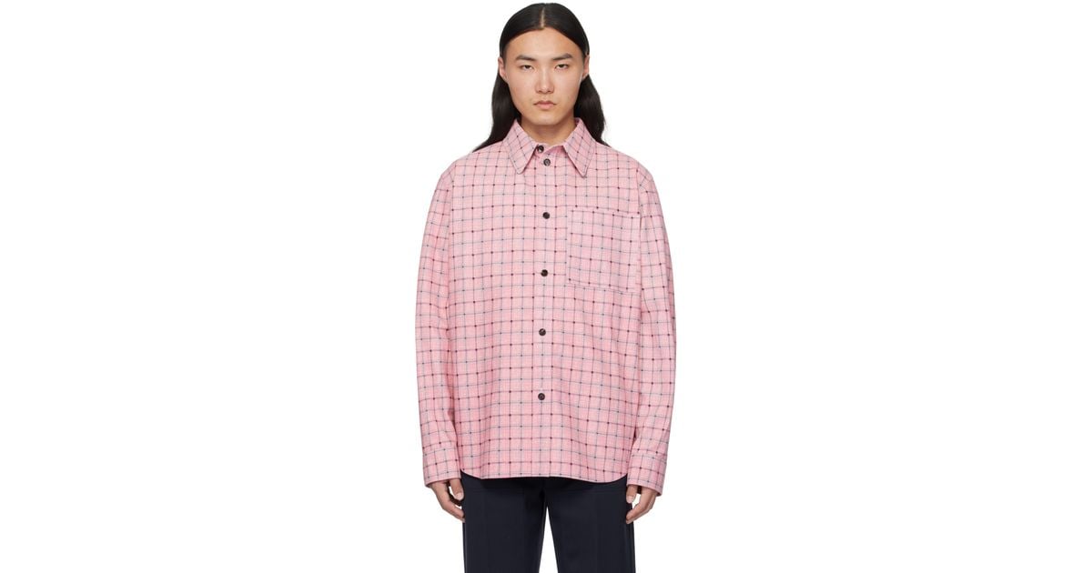 Bottega Veneta Check Print Leather Shirt in Pink for Men | Lyst Bottega Veneta Check Print Leather Shirt in Pink for Men | Lyst