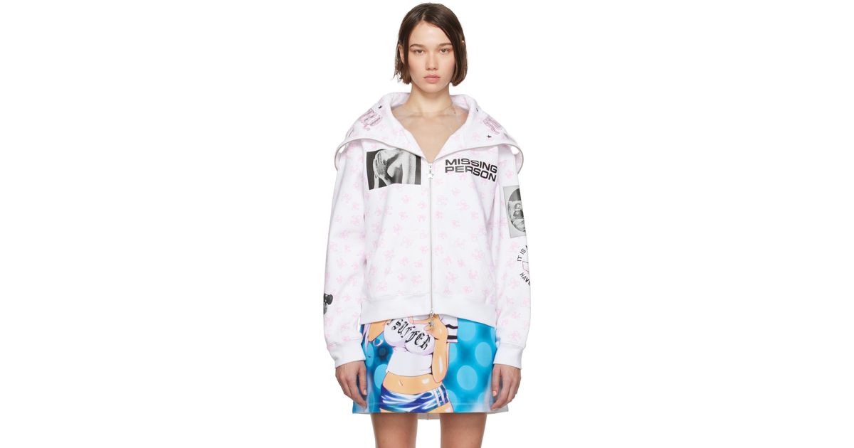 Ashley Williams 'Missing Person' Butterfly Hoodie in White