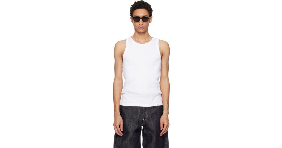 Merz B. Schwanen Iconic Ribbed Cotton Tank Top in White for Men | Lyst