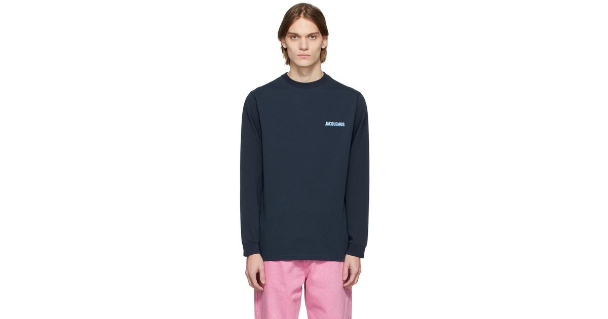 Jacquemus Cotton Navy 'le Tshirt Gelo' Long Sleeve Tshirt in Blue for
