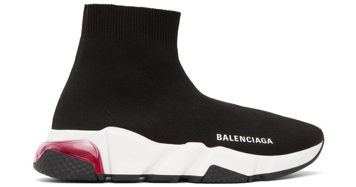 Balenciaga Black And Pink Clear Sole Speed Sneakers - Lyst