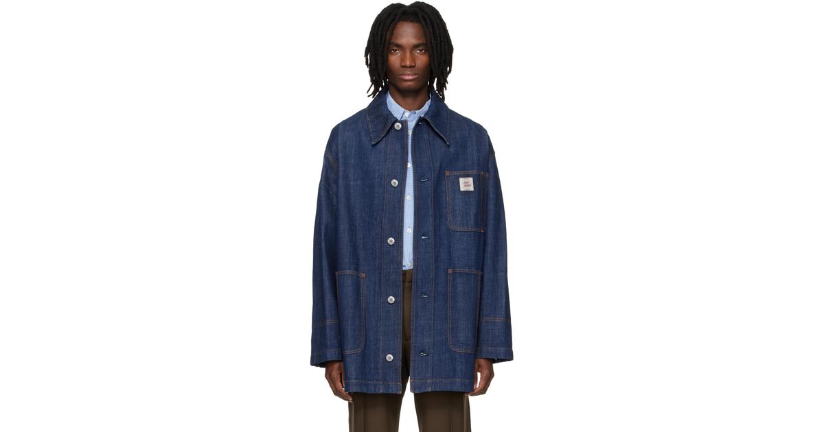 Ami Paris Heritage' Label Denim Worker Jacket in Blue for Men | Lyst UK