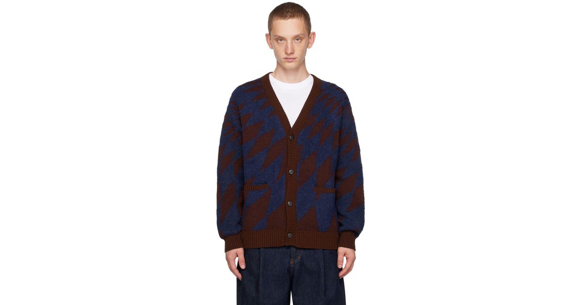 Corridor NYC Brown Compass Cardigan in Blue for Men | Lyst