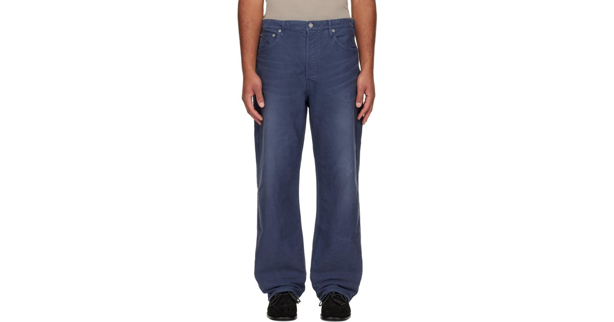 メンズ Visvim ネイビー Fluxus 01 Wide G.Cords トラウザーズ ブルー