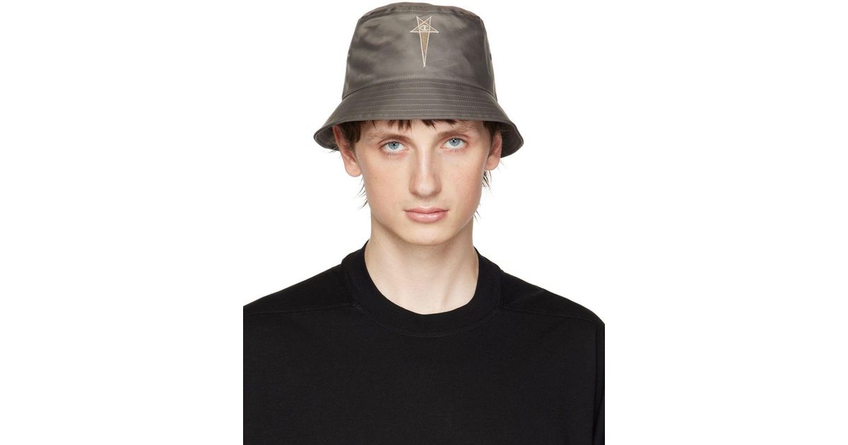 Rick Owens Gray Champion Edition Gillian Bucket Hat in Black for