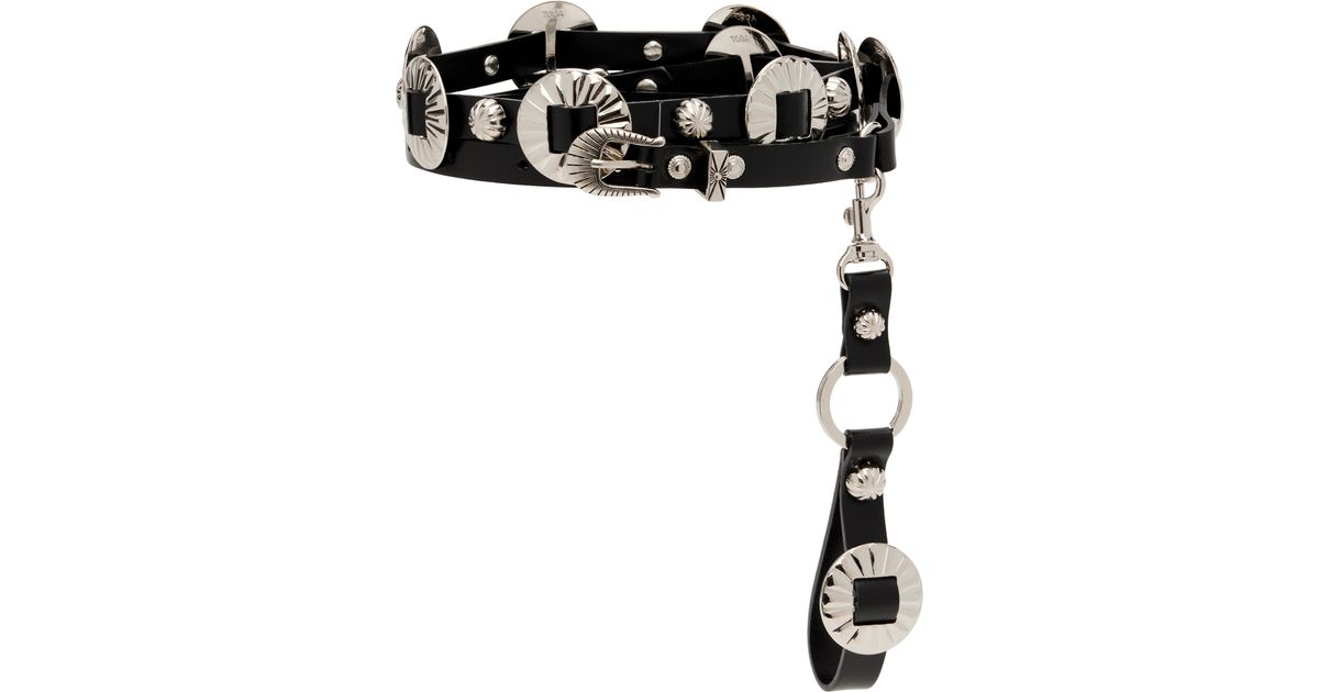 Toga Concho Narrow Belt in Black | Lyst