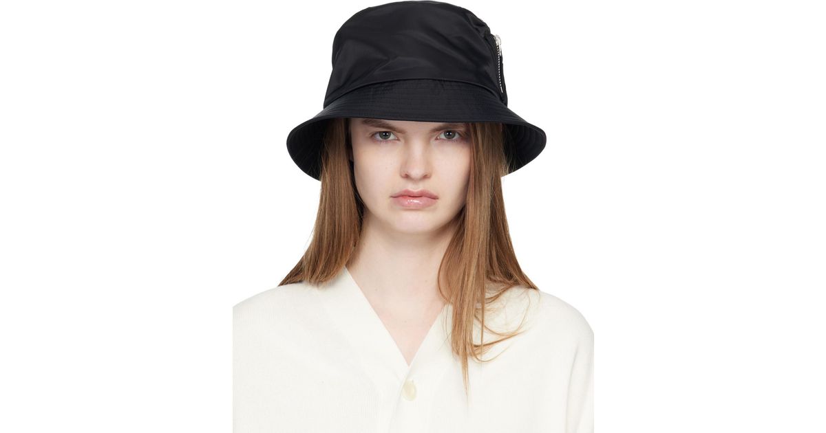 Sacai Single Brim Pocket Bucket Hat in Black | Lyst