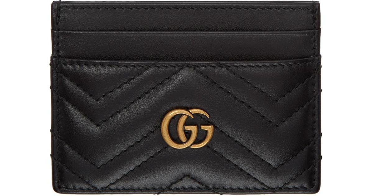Gucci Leather Black GG Marmont Card Holder - Lyst