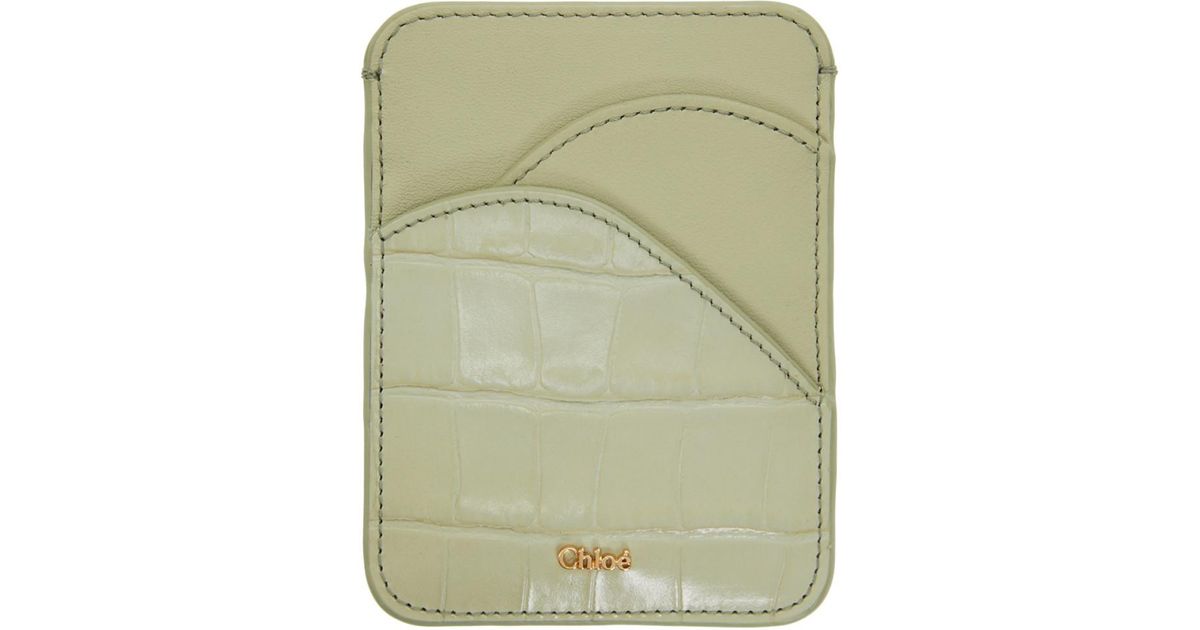 Chloé Leather Green Croc Walden Card Holder - Lyst