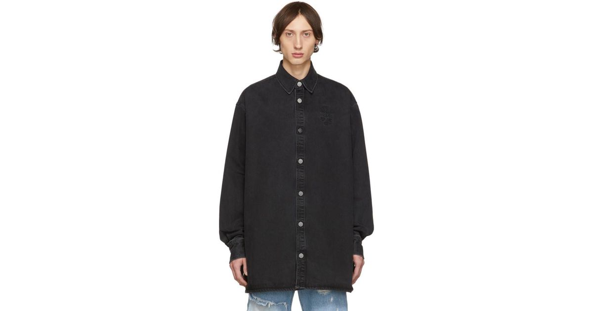 raf simons black denim shirt