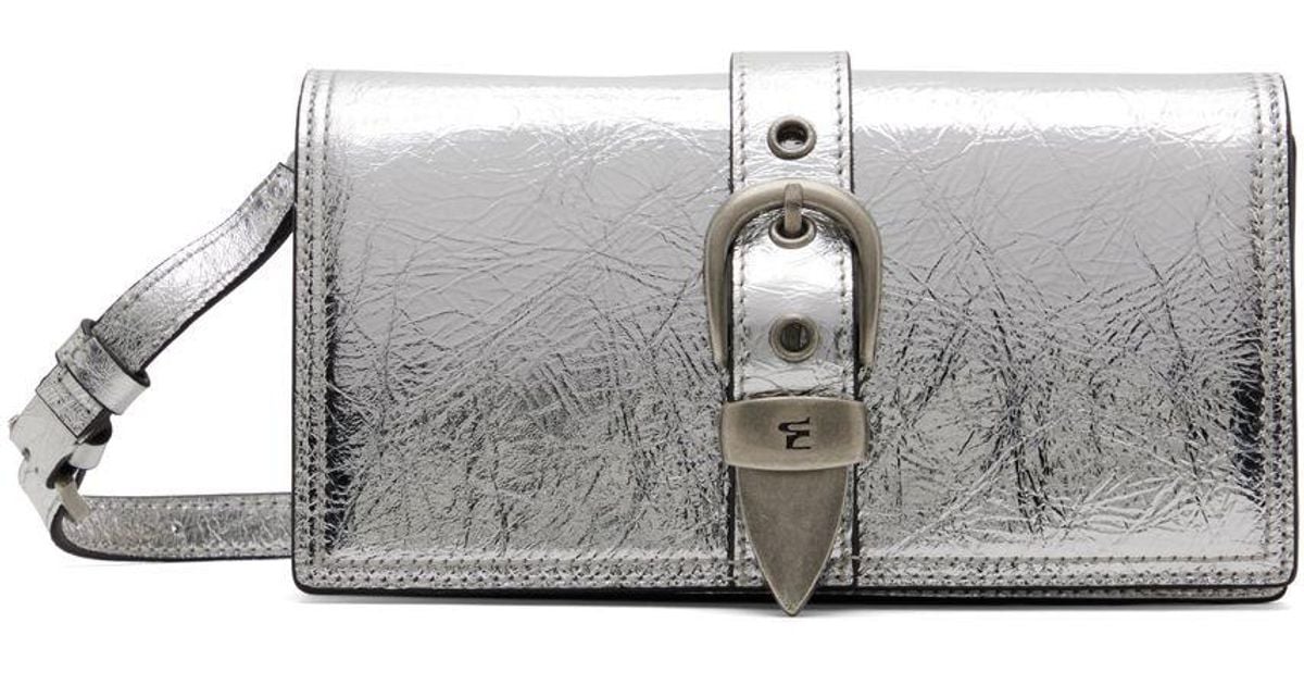 Marge Sherwood Silver Crinkled Leather Bag