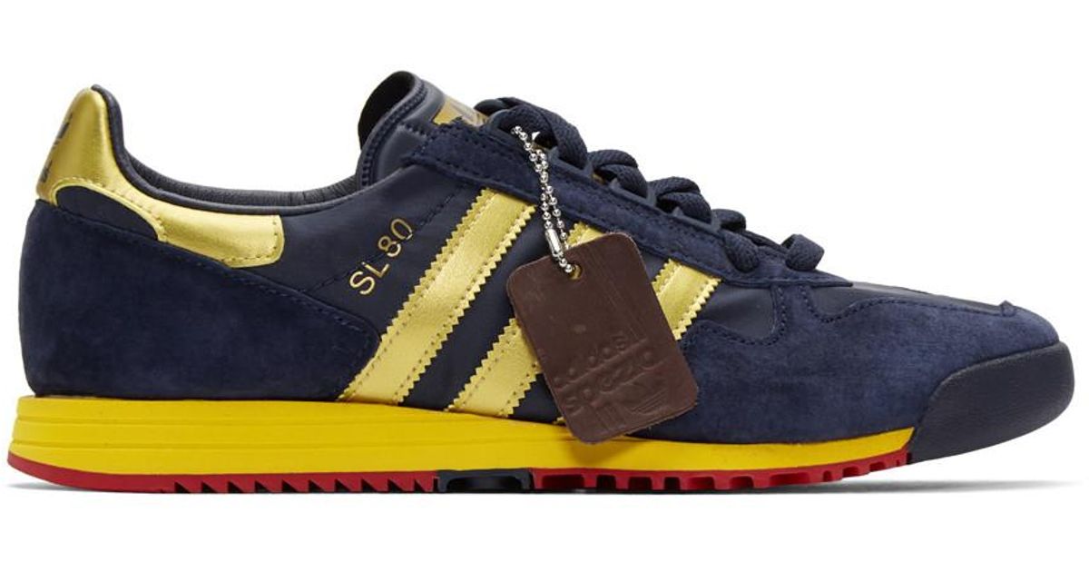 adidas Originals Navy And Gold Sl 80 Spzl Sneakers in Blue for Men | Lyst