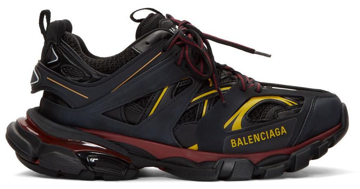Balenciaga Black And Burgundy Track Sneakers for Men - Lyst