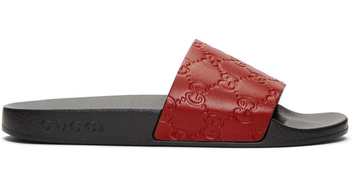 all red gucci slides