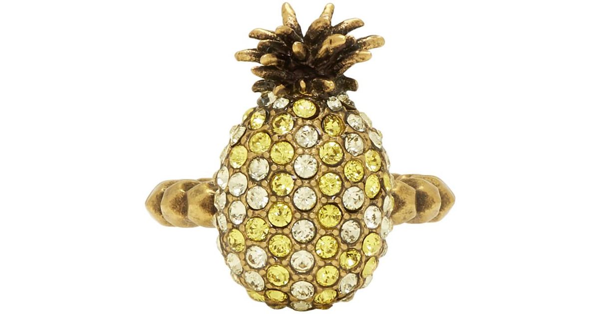 Gucci Yellow Small Crystal Pineapple Ring - Lyst