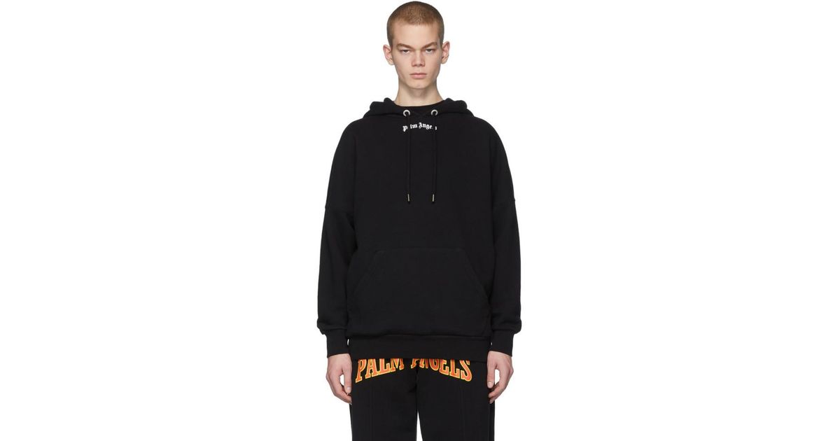 Palm Angels Black Classic Over Logo Hoodie for Men | Lyst