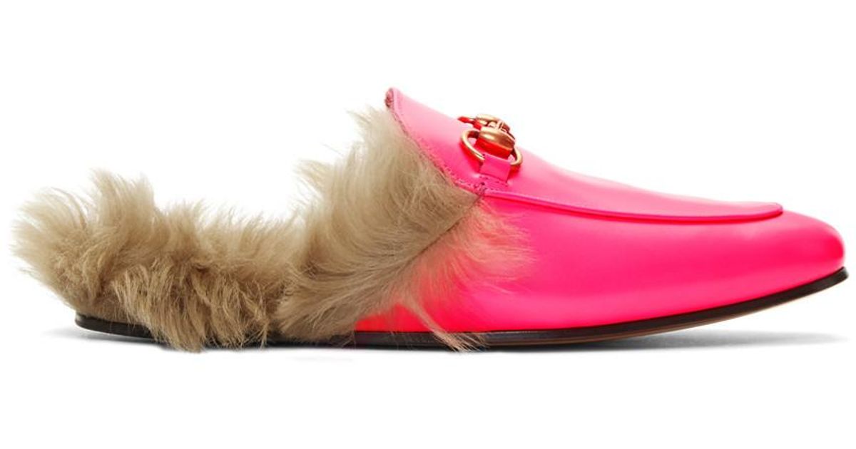Neon pink shop gucci loafer