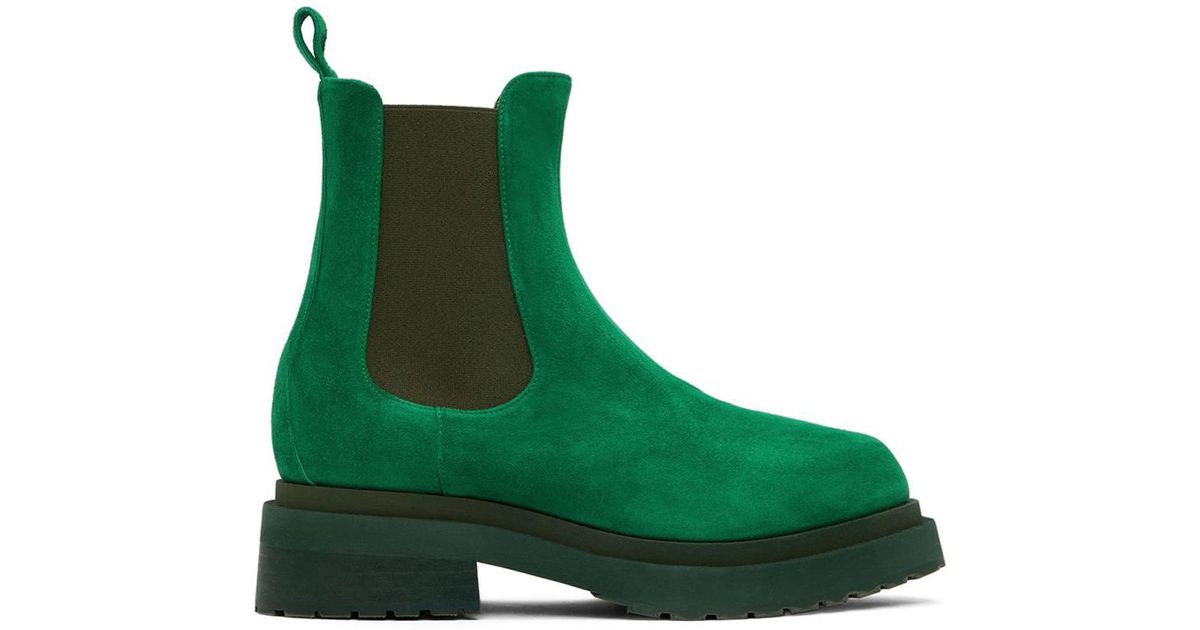 Eckhaus Latta Suede Mike Chelsea Boots in Green for Men | Lyst UK