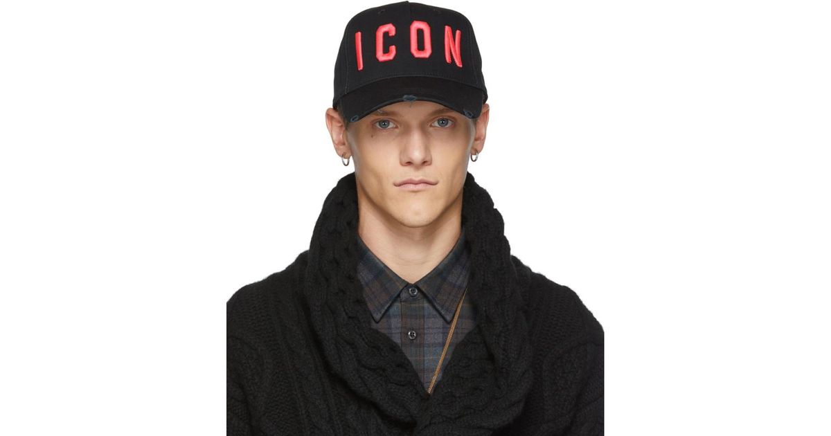 DSquared² Cotton Black And Pink Icon Baseball Cap for Men | Lyst