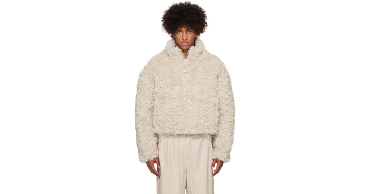 Entire studios Off Fluffy Quarter Zip Jacket in Natural for Men Lyst Canada