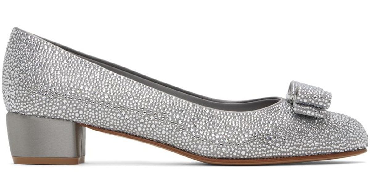 Ferragamo Silver Vara Bow Heels in Black Lyst UK