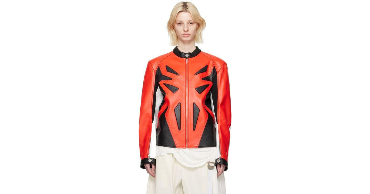 Dion Lee Black & Red Motocross Leather Jacket | Lyst